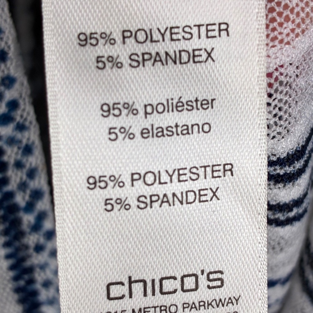 Chico's Travelers Collection Semi Sheer Mesh Striped Tunic Shirt Side Slits (L) - Picture 9 of 10